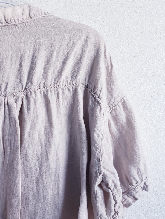 ZARA Linen Blend Cropped Button Down Shirt Cream M - Picture 7 of 8